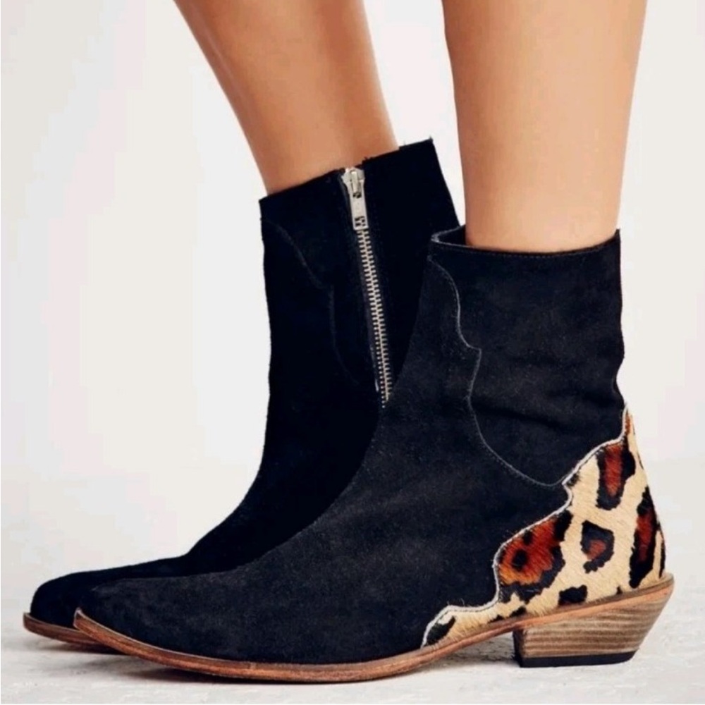 🐆 🖤Free People The Last Outlaw Leopard Booties🖤 🐆 VEUC•RARE•HTF• $188